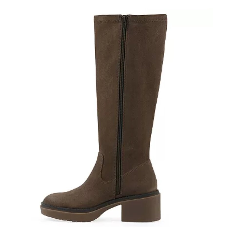 White Mountain Women's Marcella Brown Tall Shaft Block Heel Boots Size 8.5 NWOB